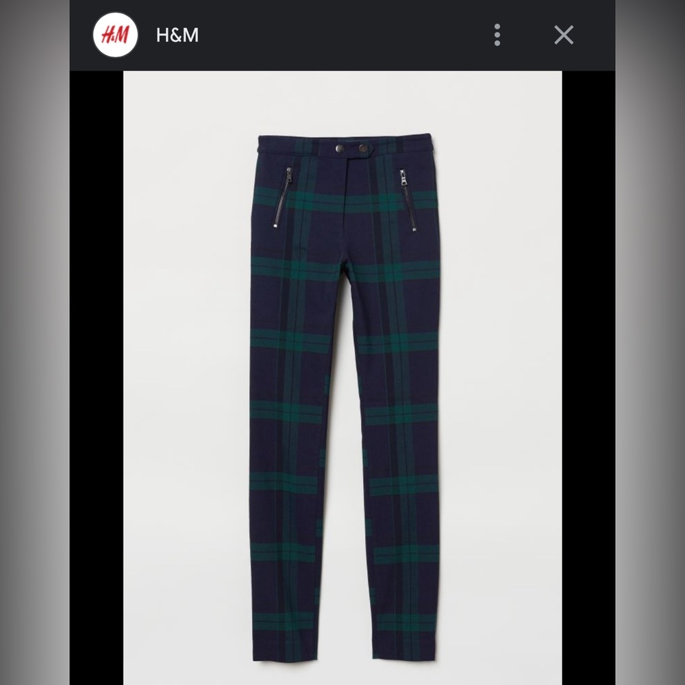 HM plaid pants, green and blue